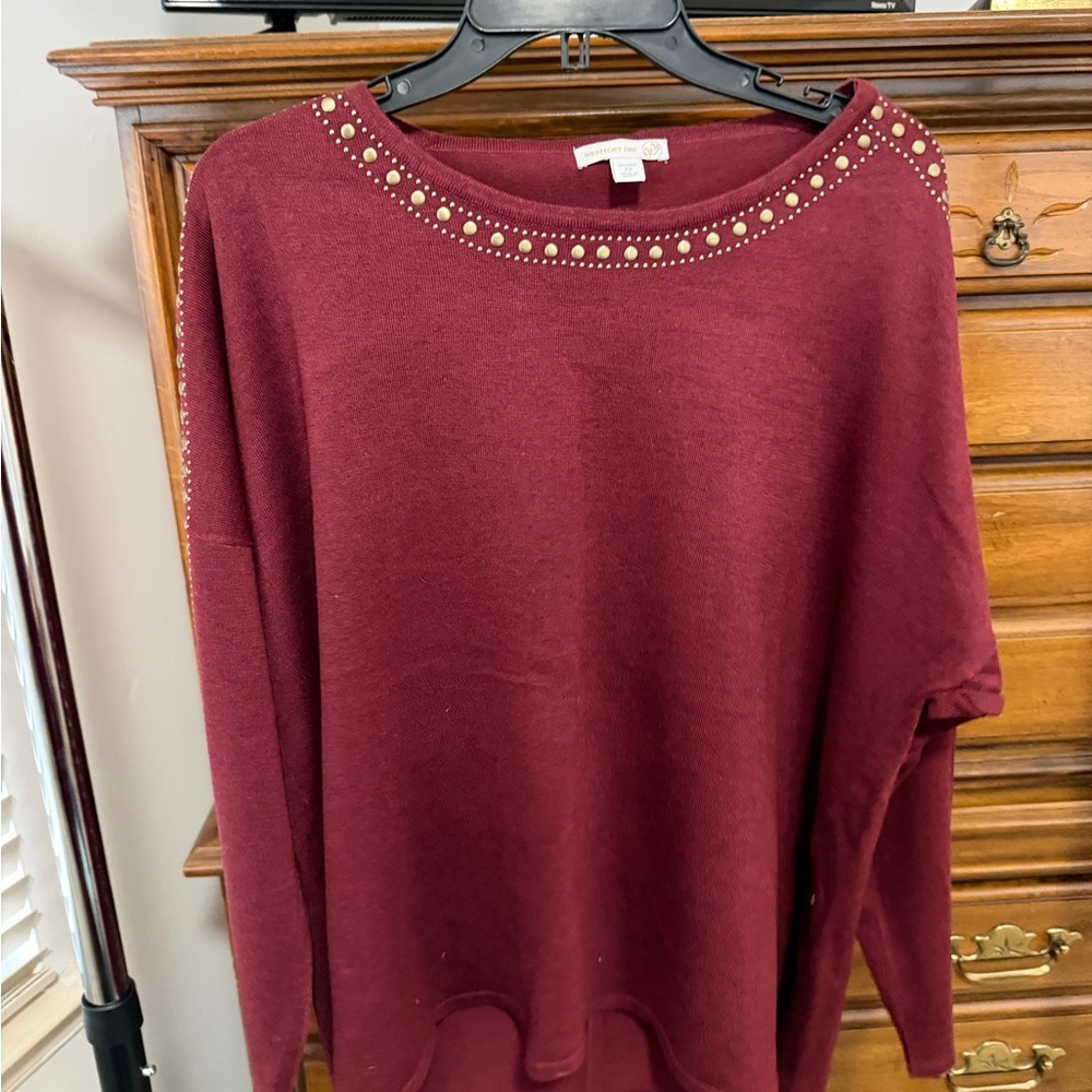Women's Burgundy Studded Blouse